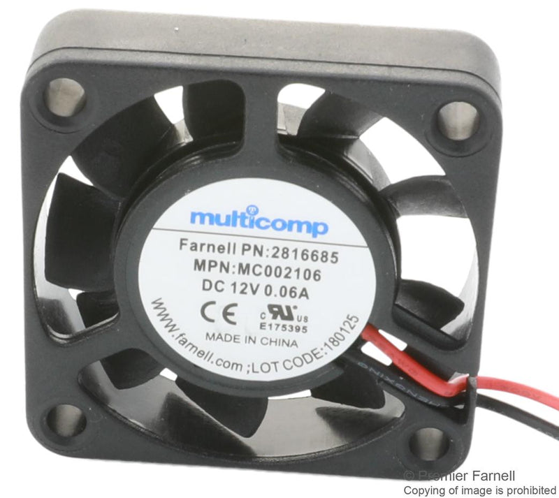 Multicomp MC002106 Axial Fan 12 V DC 40 mm 10.5 27.08 dBA 5.2 cu.ft/min