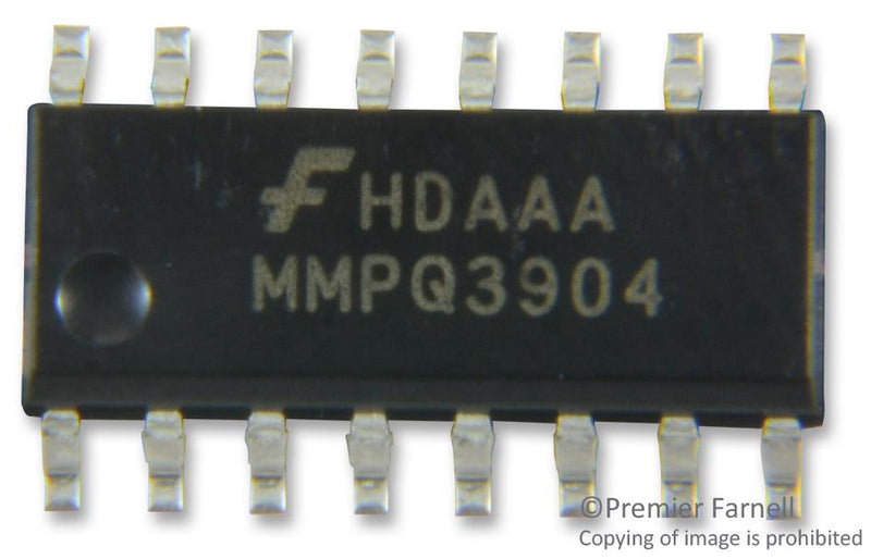 Onsemi MMPQ3904 Bipolar Transistor Array Quad NPN 40 V 200 mA 1 W 30 hFE Soic