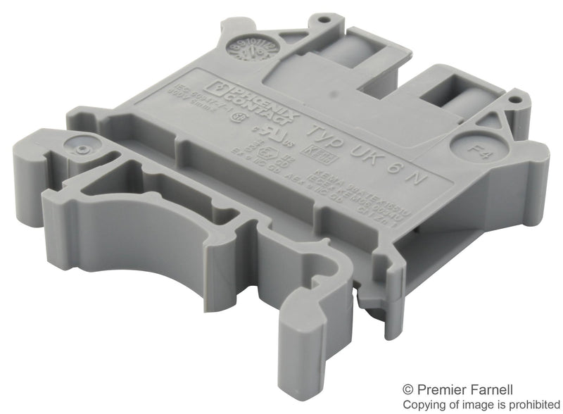 Phoenix Contact UK 6 N DIN Rail Mount Terminal Block 2 Ways 24 AWG 8 10 mm&Acirc;&sup2; Screw 57 A