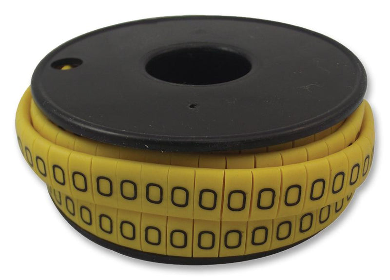 PRO POWER FM1(0) Wire Marker, Oval, Slide On Pre Printed, 0, Black, Yellow, 5mm, 6 mm