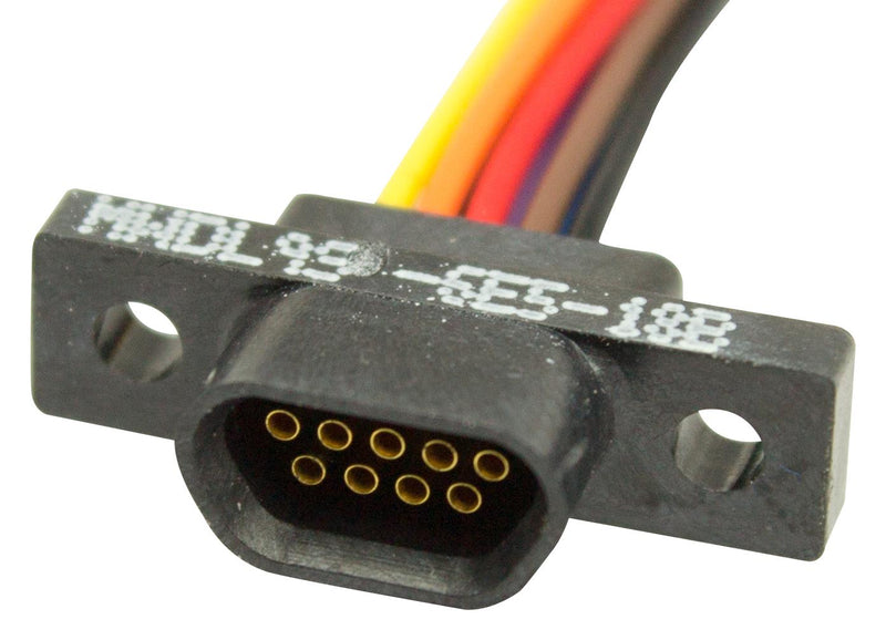 Glenair MWDL-9S-6E5-18.0B Micro D Cable Assembly Micro-D Socket 9 Way Free Ends 18 &quot; 457 mm Multi-coloured Mwdl Series