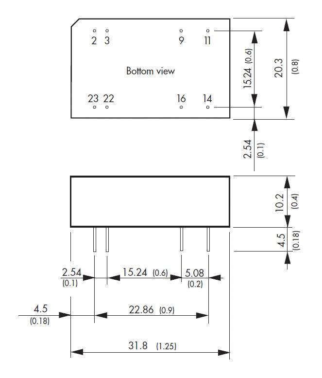 Traco Power TEN 3-2410WIN Isolated Through Hole DC/DC Converter ITE 4:1 3 W 1 Output 3.3 V 750 mA