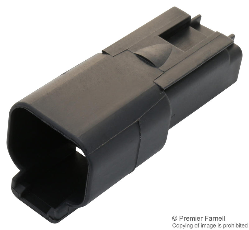 DEUTSCH DT042P-CE02 Connector Housing, Thin Wall, Black, DT Series, Receptacle, 2 Ways, DT Series Pin Contacts