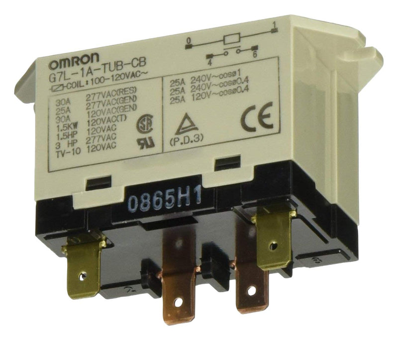 Omron Electronic Components G7L-1A-TUB-CB-AC100/120 Power Relay Spdt 120VAC 30A Panel