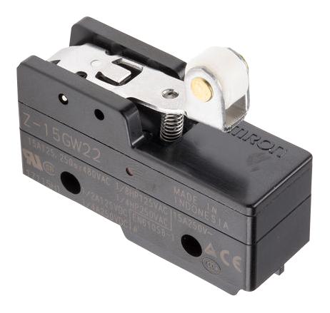 Omron Industrial Automation Z15GW22 Microswitch High Precision Snap Action Short Hinge Roller Lever Spdt Solder 15 A 14 VDC