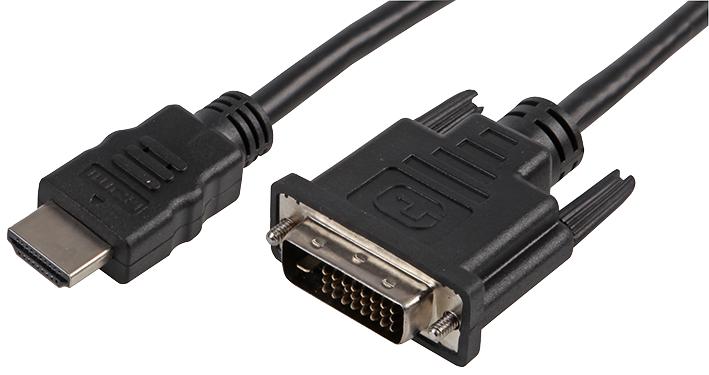 PRO SIGNAL PSG01044 HDMI Male to DVI-D Male Lead, 2m Black