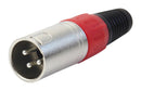 PRO SIGNAL PS000012 XLR Audio Connector, Red Collar, 3 Contacts, Plug, Cable Mount, Gold Plated Contacts