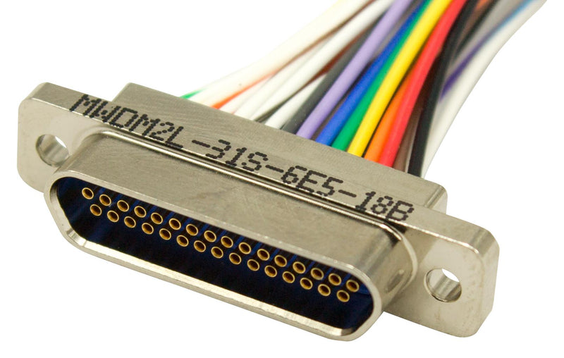 GLENAIR MWDM2L-31S-6E5-18.0B Micro D Cable Assembly, Micro-D Socket, 31 Way, Free Ends, 18 ", 457 mm, Multi-coloured