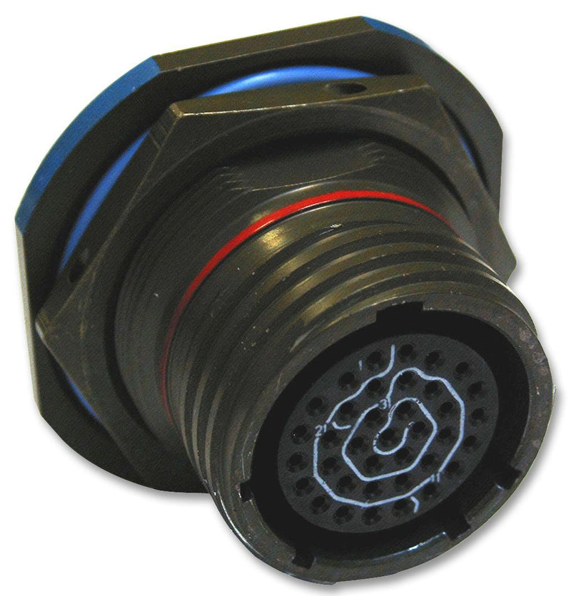 AMPHENOL D38999/24FD18AN Circular Connector, MIL-DTL-38999 Series III, Jam Nut Receptacle, 18 Contacts