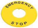 Idec HWAV-27 Engraved Legend Nameplate Emergency Stop Black on Yellow Plastic 60 mm OD/22mm ID HW Series