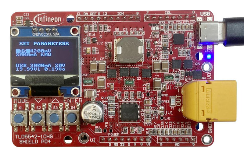 Infineon TLD55421CHGSHIELDTOBO1 TLD55421CHGSHIELDTOBO1 Evaluation Board TLD5542-1 Buck-Boost Analogue PWM 7 V to 35 I/P 30 Output 5A 1 New