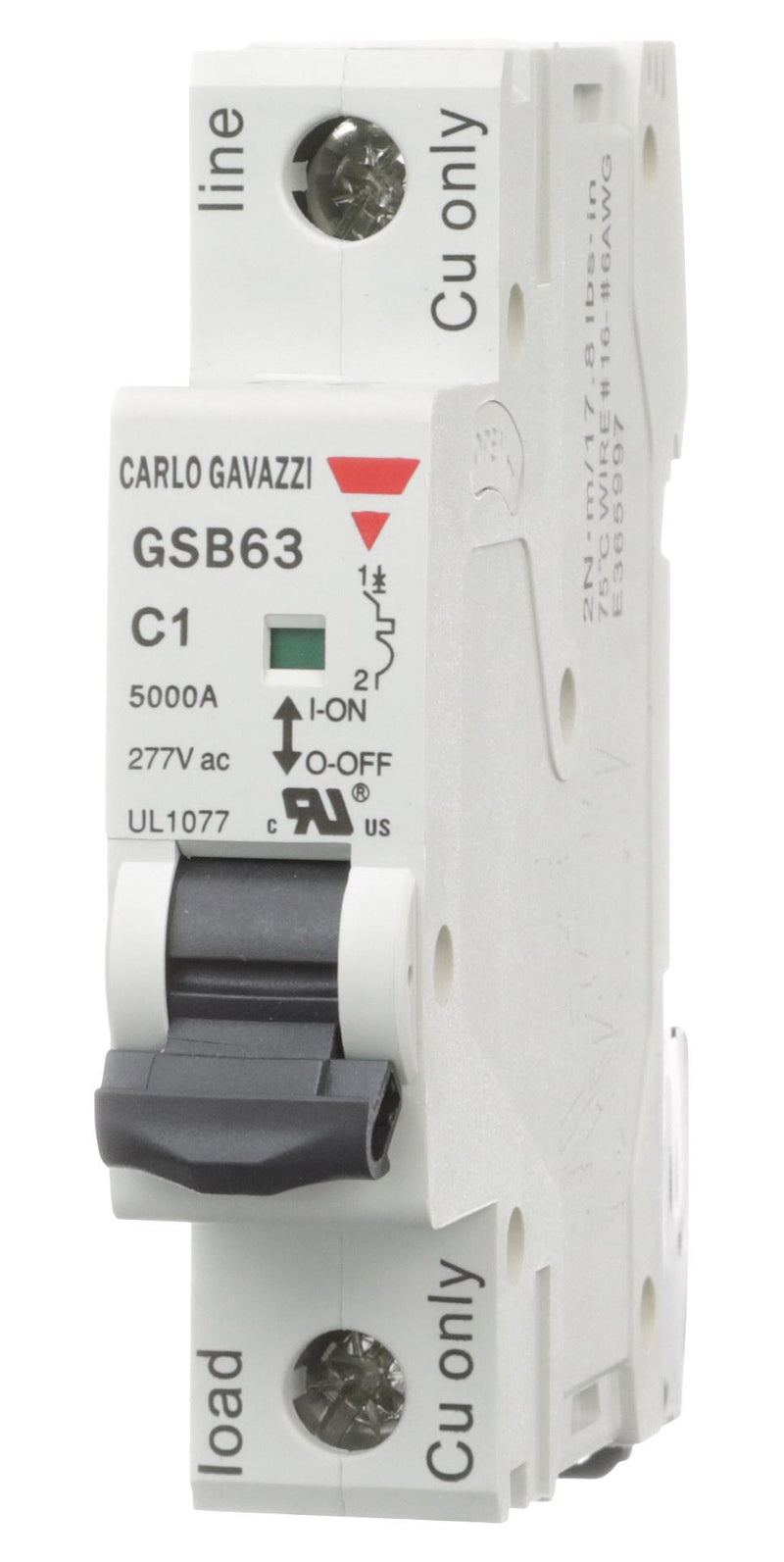 Carlo Gavazzi GSB631PC10 Thermal MAG CKT Breaker 1P 10A 277V