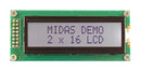 Midas MC21605B6W-FPTLW3.3-V2 MC21605B6W-FPTLW3.3-V2 Alphanumeric LCD 16 x 2 Black on White 3.3V Parallel English Japanese Transflective