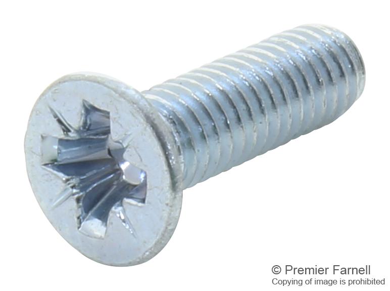 DURATOOL DT000113 Machine Screw, DIN 965, M2.5, Steel, 6 mm, Zinc, Flat / Countersunk Head Pozidriv