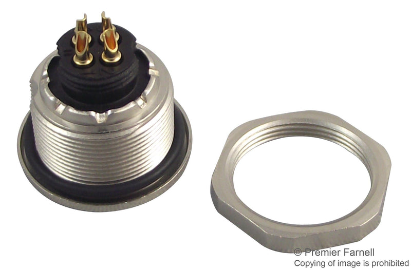 Binder 09-0412-00-04 09-0412-00-04 Circular Connector 712 Series Panel Mount Receptacle 4 Contacts Solder Socket Brass Body