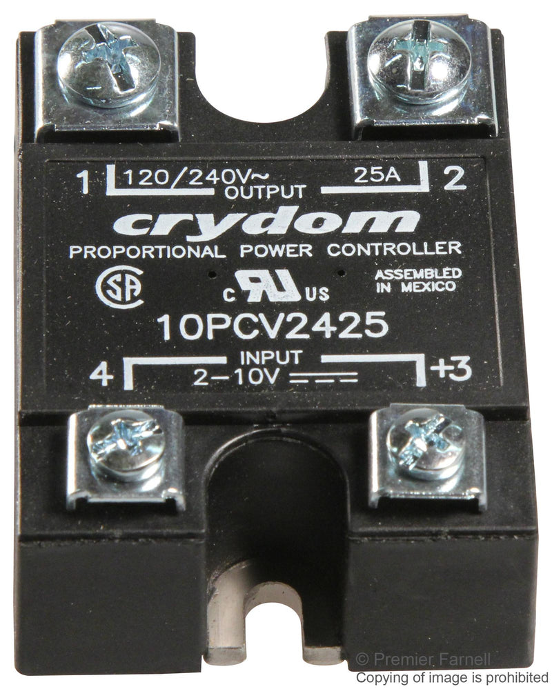 SENSATA/CRYDOM 10PCV2425 Solid State Relay SPST-NO 25 A 240 Vrms Panel Mount Screw Proportional Output