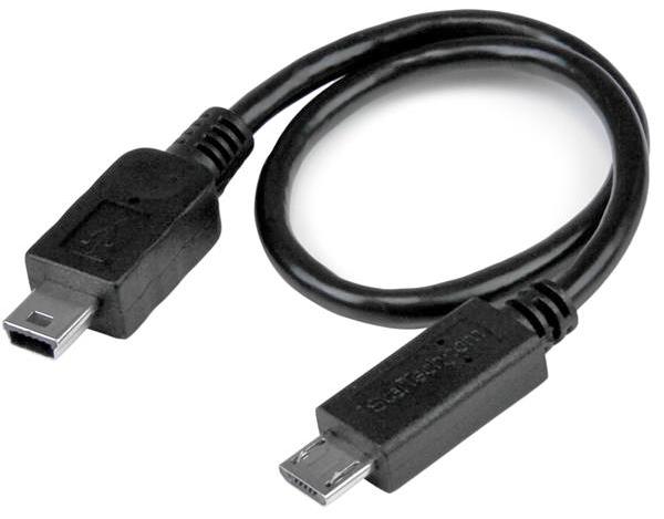 Startech UMUSBOTG8IN UMUSBOTG8IN USB Cable Mini Type B Plug to Micro 203 mm 8 " 2.0 OTG Black