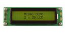 Midas MC22005A6W-SPTLY3.3-V2 MC22005A6W-SPTLY3.3-V2 Alphanumeric LCD 20 x 2 Black on Yellow / Green 3.3V Parallel English Japanese