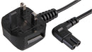 PRO Elec PEL00505 Mains Power Cord With Fuse 90&deg; IEC 60320 C13 to Free End 5 m 2.5 A 250 V Black