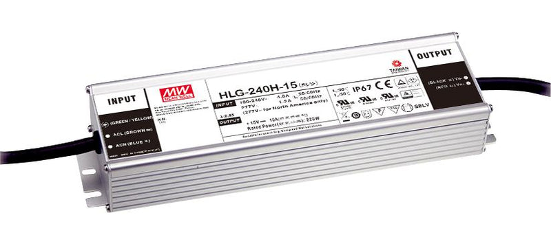 Mean Well HLG-240H-15A LED Driver 225 W 15 V A Constant Current Voltage 90