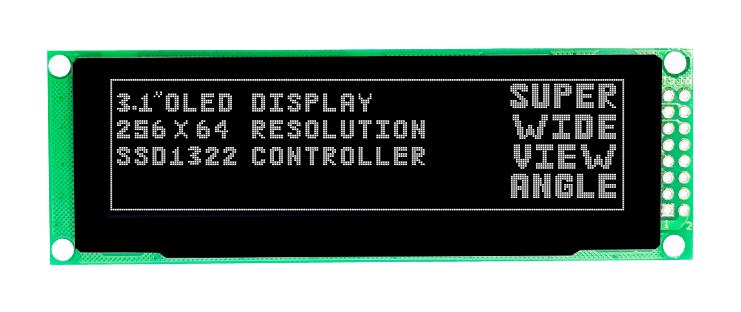 Midas MDOB256064BX-WM Graphic Oled 256 x 64 Pixels White on Black 3.3V Parallel SPI 100.5mm 33.5mm -40 &deg;C