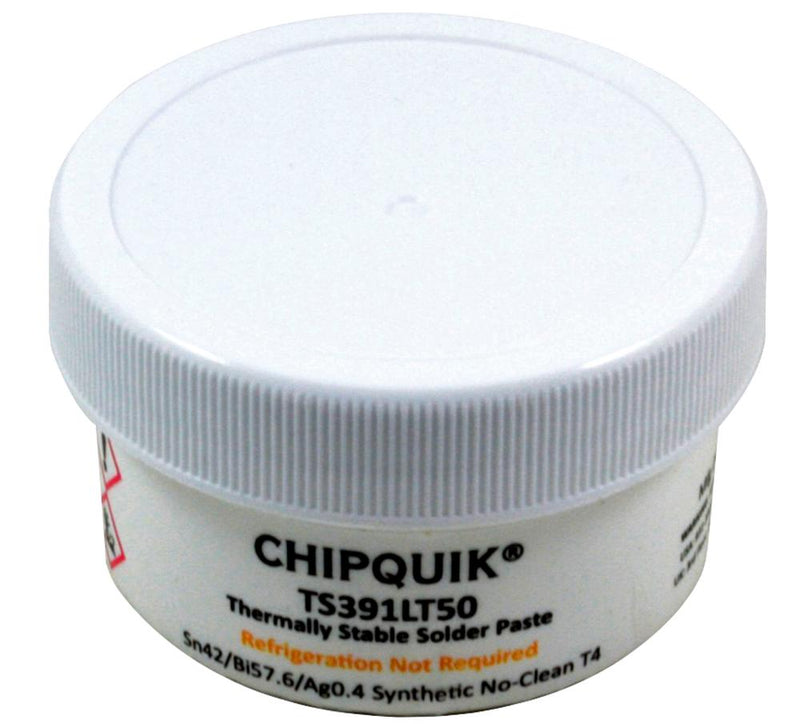 Chip Quik TS391LT50 Solder Paste Synthetic No Clean 138 &deg;C 42 57.6 0.4 Sn Bi Ag 50G