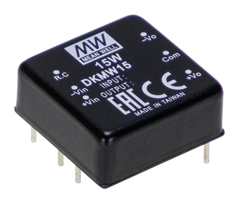 Mean Well DKMW15G-12 DKMW15G-12 Isolated Through Hole DC/DC Converter 4:1 15 W 2 Output 12 V 625 mA