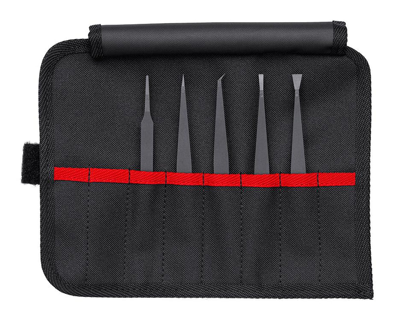 Knipex 92 00 05 ESD Tweezer Set 5 Piece Plastic Body Roll-up Pouch