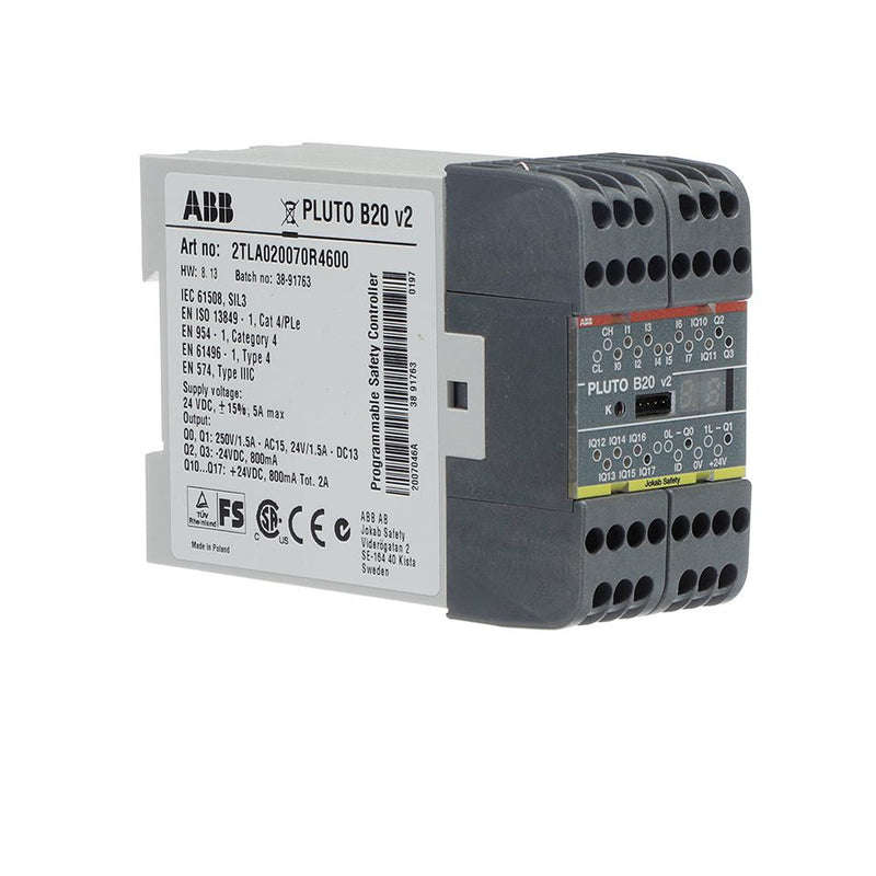 ABB - Jokab 2TLA020070R4600 Programmable Logic Controller (PLC) Safety Pluto B20 16 Inputs 4 Output 24V DIN Rail