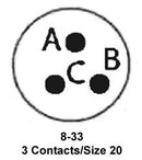 ITT Cannon KPT06J8-33S KPT06J8-33S Circular Connector KPT Straight Plug 3 Contacts Solder Socket Bayonet 8-33