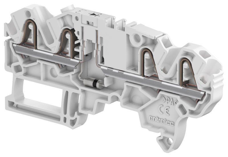 Entrelec - TE Connectivity 1SNK705710R0000 DIN Rail Mount Terminal Block 4 Ways 12 AWG 2.5 mm&sup2; Clamp 1 A