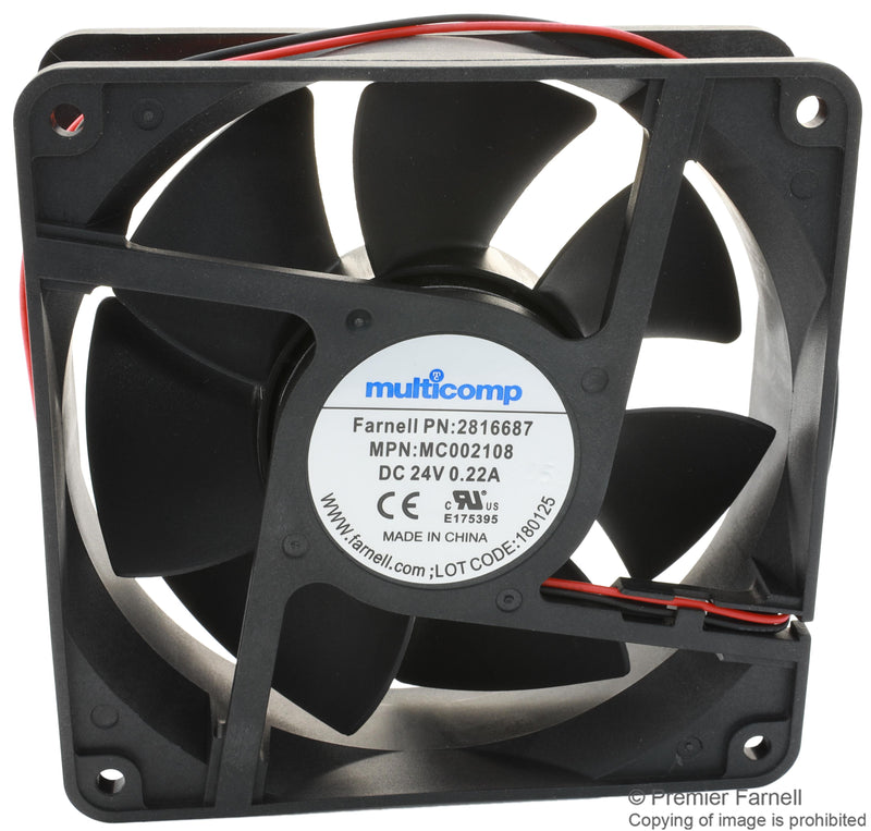 Multicomp MC002108 Axial Fan 24 V DC 120 mm 38 42.3 dBA 115.42 cu.ft/min