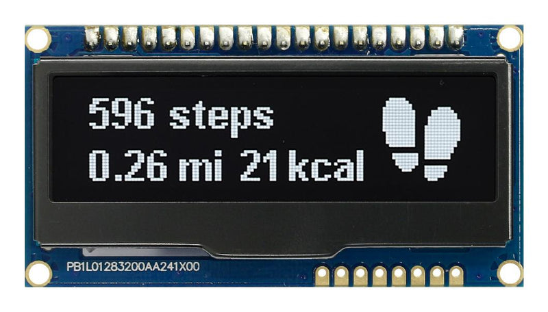 Midas MDOB128032FCV-WM MDOB128032FCV-WM Graphic Oled 128 x 32 Pixels White on Black 3.3V I2C Parallel SPI 66.5mm 35mm -40 &Acirc;&deg;C