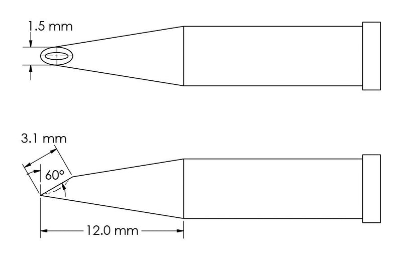 Metcal GT4-HF6015V Soldering Tip Hoof/Concave/60&deg; Bevel 1.5 x 12 mm Station