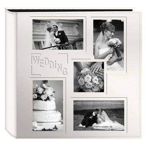 Pioneer Photo Albums 5COL240 Collage Frame Embossed Sewn Leatherette 4x6" Wedding Photo Album (Ivory)